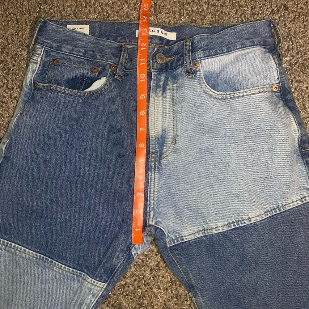 PacSun Eco Indigo Patchwork Slim Tapered Jeans 30x32 - Picture 5 of 5